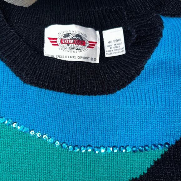 Vtg INTERNATIONAL SPORTSWEAR Extra Touch Colorblock Sequin Satin Dots 40 20W - Picture 7 of 7